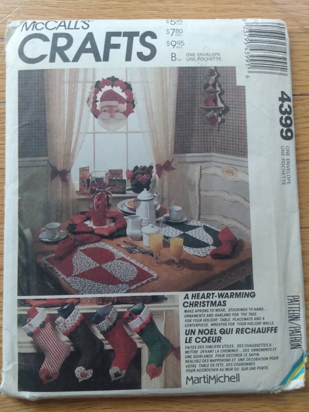 Vintage Hearts Decor Sewing Pattern Apron Placemats Christmas Wreath Stocking